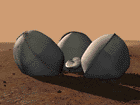 Artists impression of the Beagle 2 with its revolutionary airbags (included as standard)