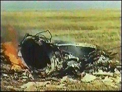 The wreckage of Komarov's Soyuz spacecraft